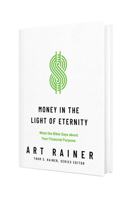 Book cover for Money in the light of eternity with a green dollar sign.